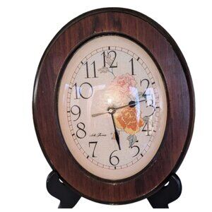 Seth Thomas Roses Clock - Vintage Oval Needlepoint Design Model 3590